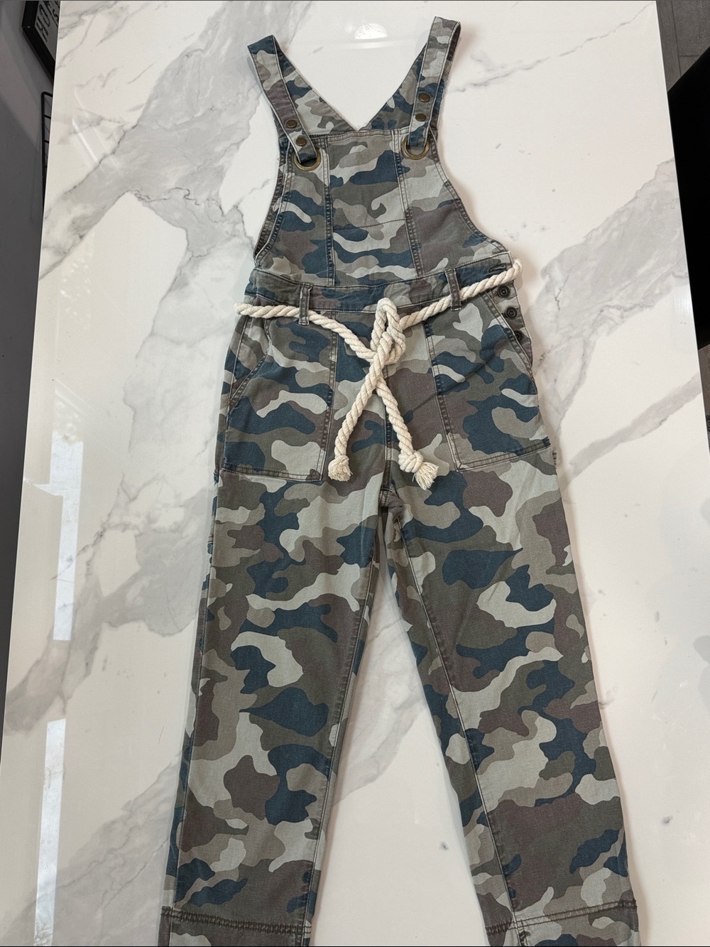 Anthropologie Camo Rope-Belt Overalls - Picture 5 of 14